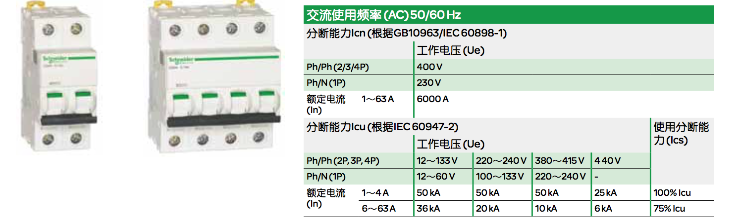 施耐德IC65N,EA9系列斷路器的脫扣曲線(xiàn)有哪幾種？